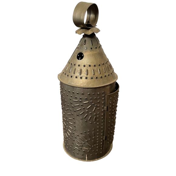 Antique Punched Tin Candle Lantern Primitive Colonial Rustic Paul Revere READ - Picture 4 of 16